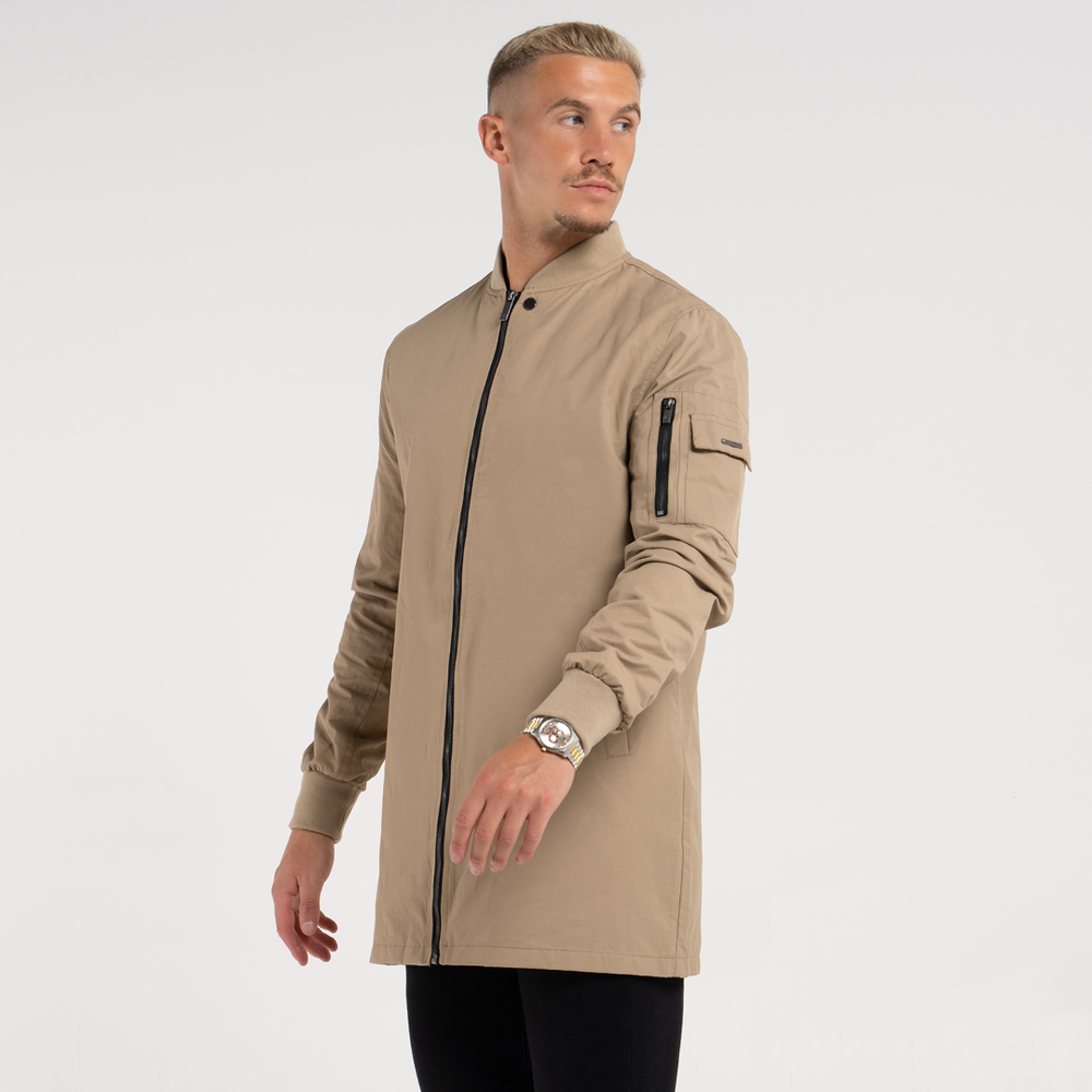 Neves Longline Bomber Jacket - Sand